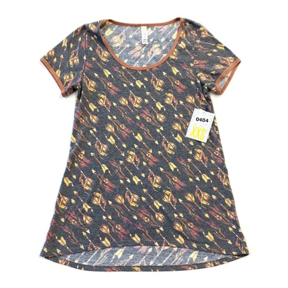 LuLaRoe Light Heather Gray Arrow Classic Tee XXS NWT